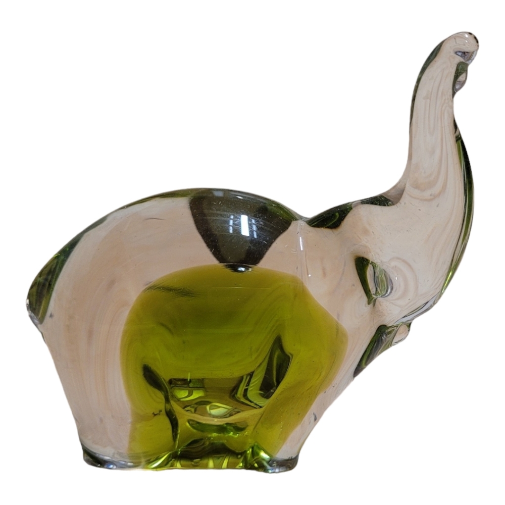 Handmade Vintage Pilgrim Glass Elephant green